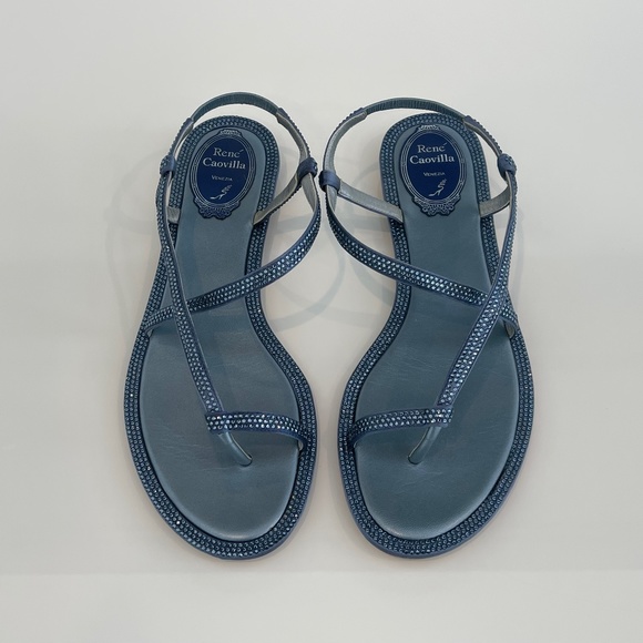 RENE CAOVILLA BLUE CRYSTAL SANDALS SIZE US 9 / IT 39 - Picture 1 of 17